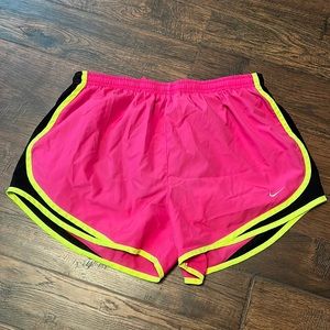 Pink and neon nike shorts